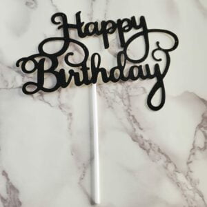 black glitter cake topper